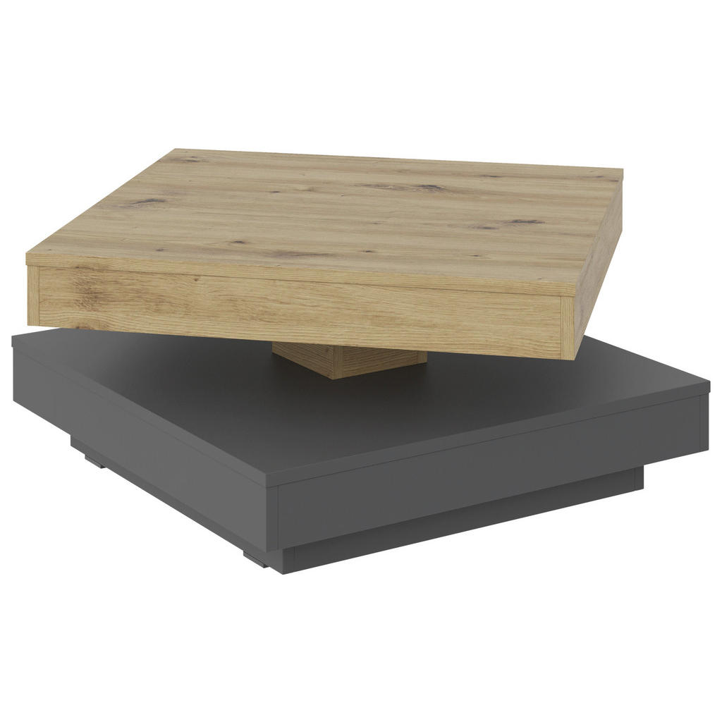 Thumbnail - Xora Couchtisch, Anthrazit, Eiche Artisan, Holzwerkstoff, quadratisch, eckig, 70x34x70 cm, Wohnzimmer, Wohnzimmertische,...