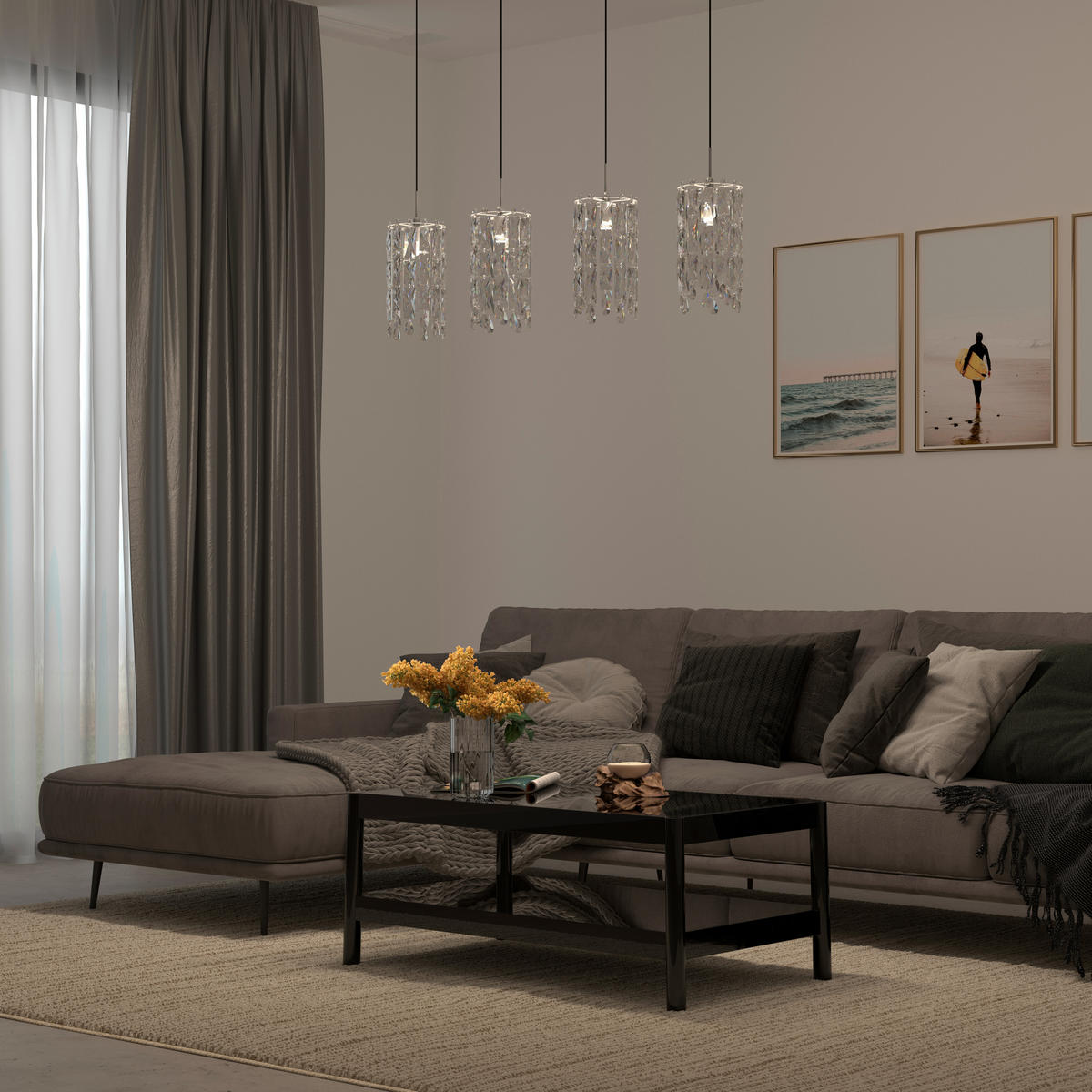 HÄNGELEUCHTE Hamilton 118/14/150 cm   - Chromfarben/Transparent, Design, Glas/Metall (118/14/150cm) - Glandor