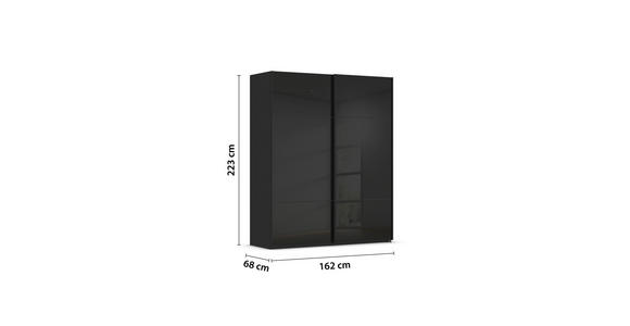 SCHWEBETÜRENSCHRANK 162/223/68 cm 2-türig Schwarz - Schwarz, KONVENTIONELL, Glas/Holzwerkstoff (162/223/68cm) - Novel