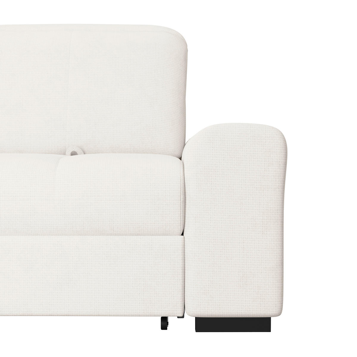 ECKSOFA Creme Chenille Rücken echt, Kopfteilverstellung  - Creme/Schwarz, KONVENTIONELL, Holz/Textil (203/286cm) - MID.YOU