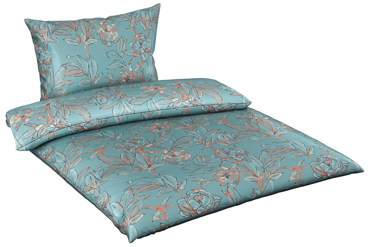 POSTELJINA CELADON 140/200 cm saten sivo-plava  - sivo-plava, Dizajnerski, tekstil (140/200cm) - Novel