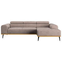 ECKSOFA Sandfarben Mikrofaser  - Sandfarben/Schwarz, KONVENTIONELL, Textil/Metall (244/157cm) - Cotta
