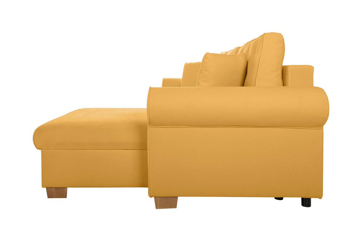 ECKSOFA in Gelb  - Gelb/Buchefarben, Design, Holz/Textil (266/161cm) - MID.YOU
