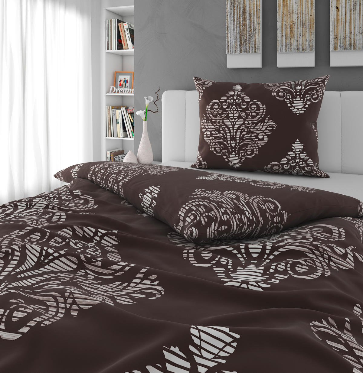 BETTWÄSCHE 2-teilig Satin 140/200 cm  - Braun, KONVENTIONELL, Textil (140/200cm) - Novel