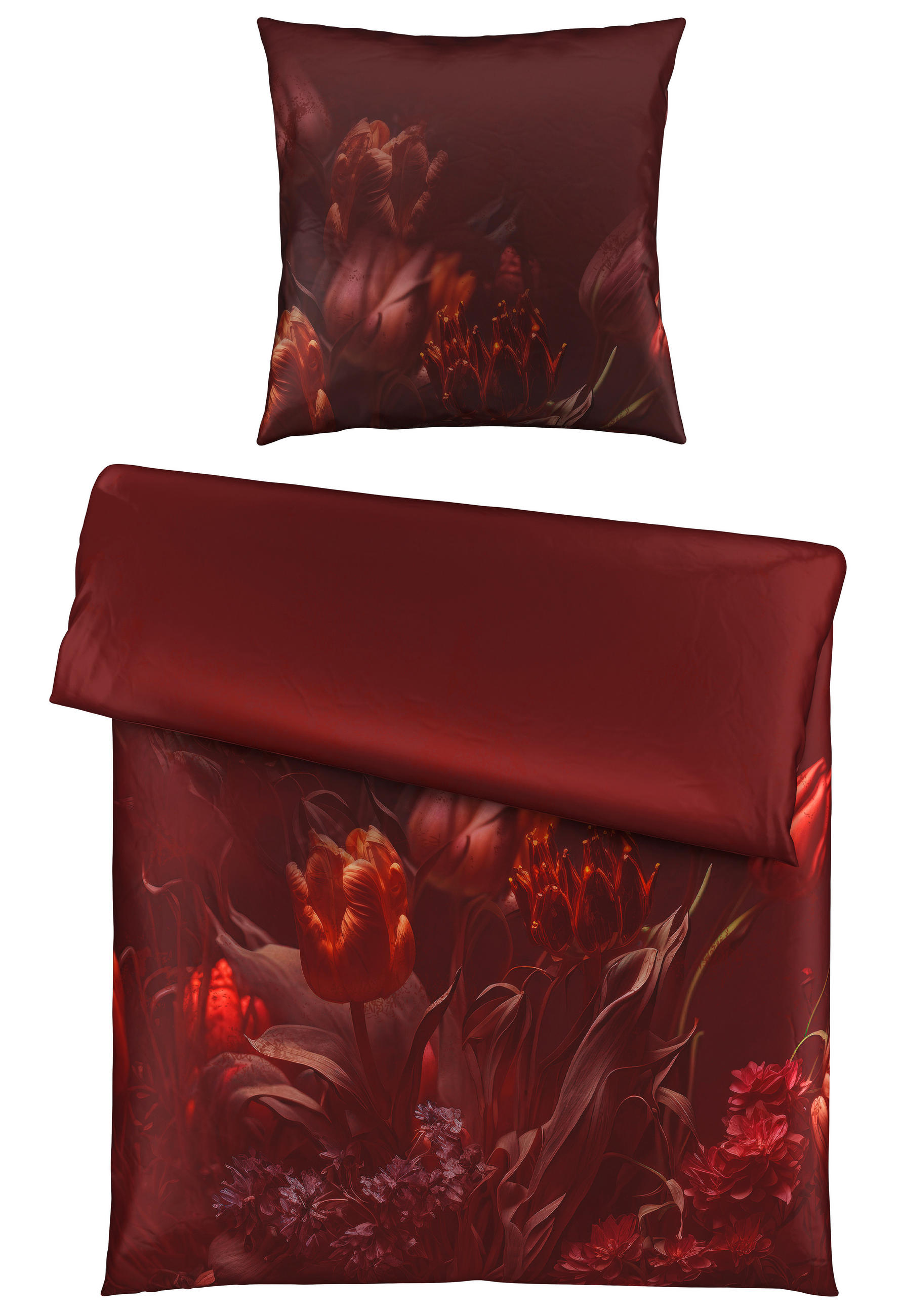 BETTWÄSCHE 135/200 cm Burgonjo Satin  - Dunkelrot, Textil (135/200cm) - Novel