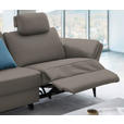 3-SITZER-SOFA in Leder Graubraun  - Graubraun/Schwarz, Design, Leder/Metall (190/84/99cm) - Dieter Knoll