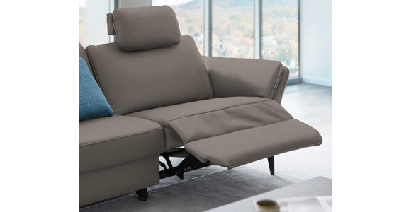 3-SITZER-SOFA in Leder Graubraun - Graubraun/Schwarz, Design, Leder/Metall (190/84/99cm) - Dieter Knoll