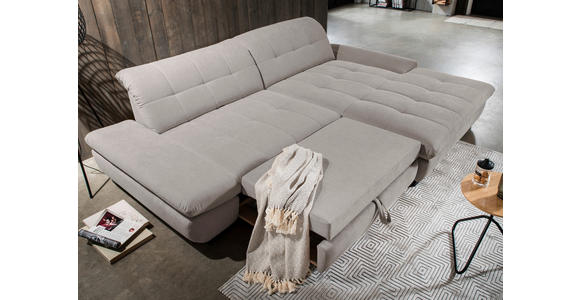 ECKSOFA  in Mikrofaser Hellgrau  290/198 cm  - Hellgrau/Schwarz, Design, Textil/Metall (290/198cm) - Xora