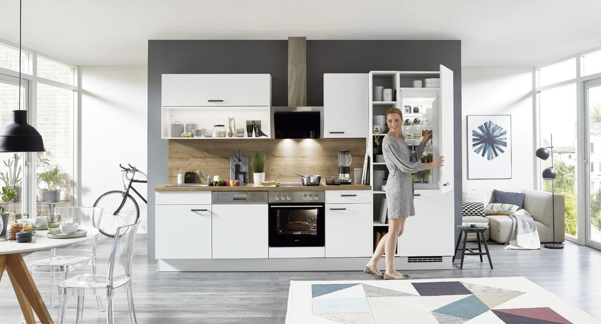 KÜCHENLEERBLOCK   in Weiß, Eichefarben  - Eichefarben/Weiß, Design, Holzwerkstoff - Celina