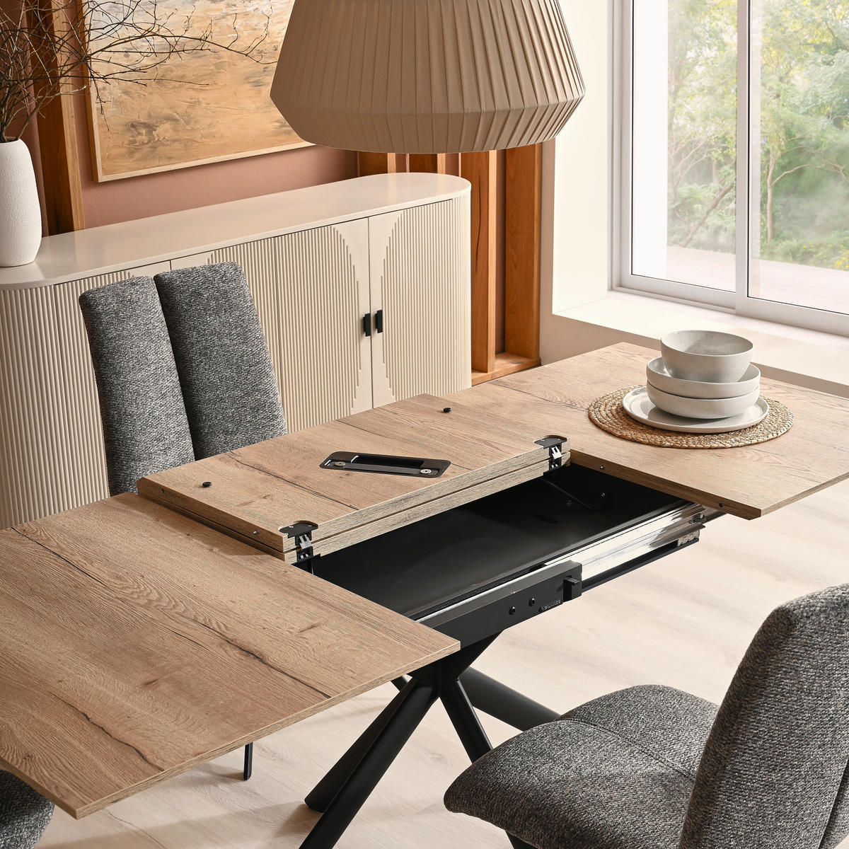 ESSTISCH Metall, Holzwerkstoff 120/80/76 cm  - Eichefarben/Anthrazit, Design, Holzwerkstoff/Metall (120/80/76cm) - Venjakob