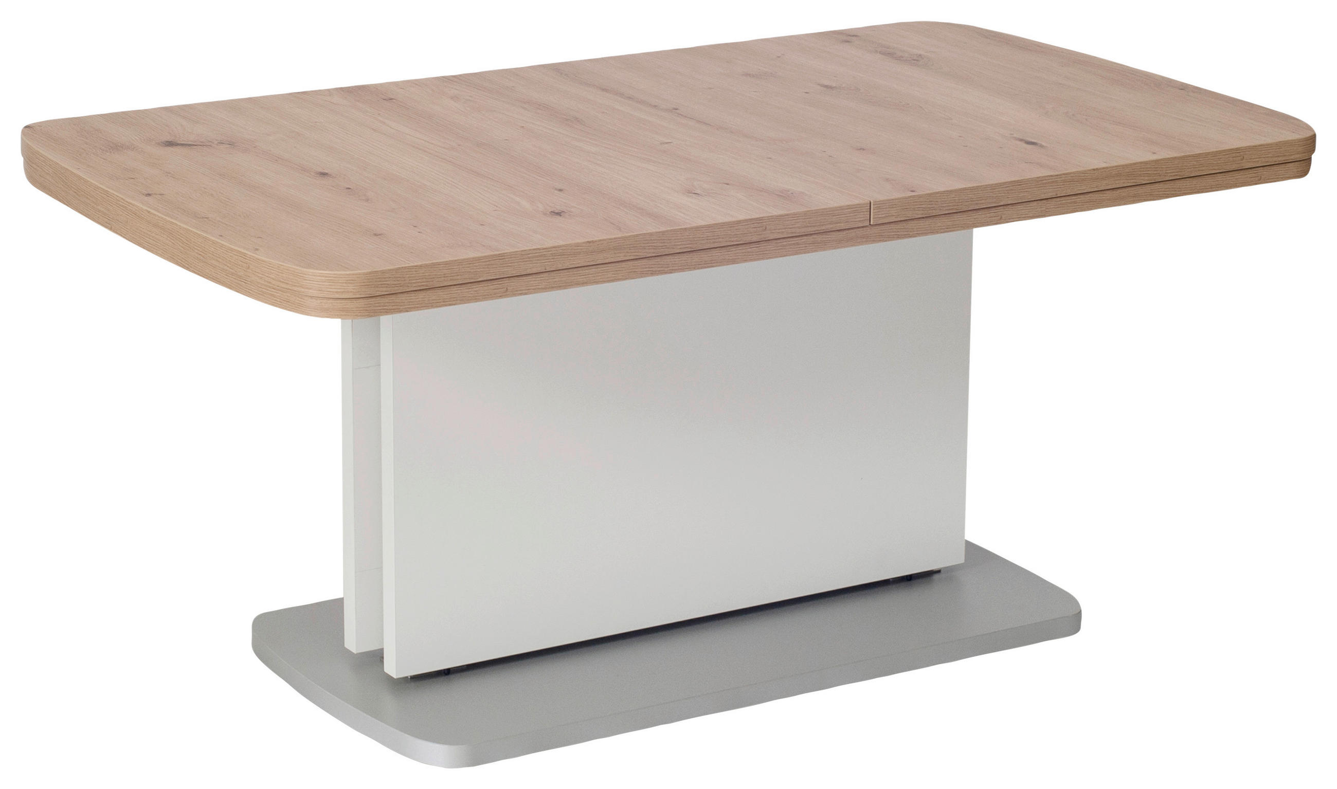 COUCHTISCH in Holzwerkstoff 110-180/63/53-72 cm  - Weiss/Edelstahlfarben, Konventionell, Holzwerkstoff (110-180/63/53-72cm) - Venda