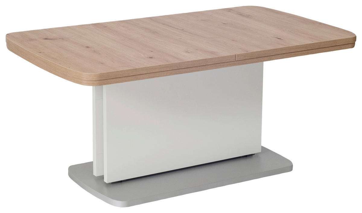 COUCHTISCH Holzwerkstoff 110-180/63/53-72 cm  - Weiss/Edelstahlfarben, Konventionell, Holzwerkstoff (110-180/63/53-72cm) - Venda