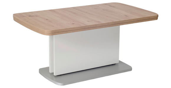 COUCHTISCH 110-180/63/53-72 cm rechteckig Weiß, Eichefarben  - Edelstahlfarben/Eichefarben, KONVENTIONELL, Holzwerkstoff (110-180/63/53-72cm) - Venda