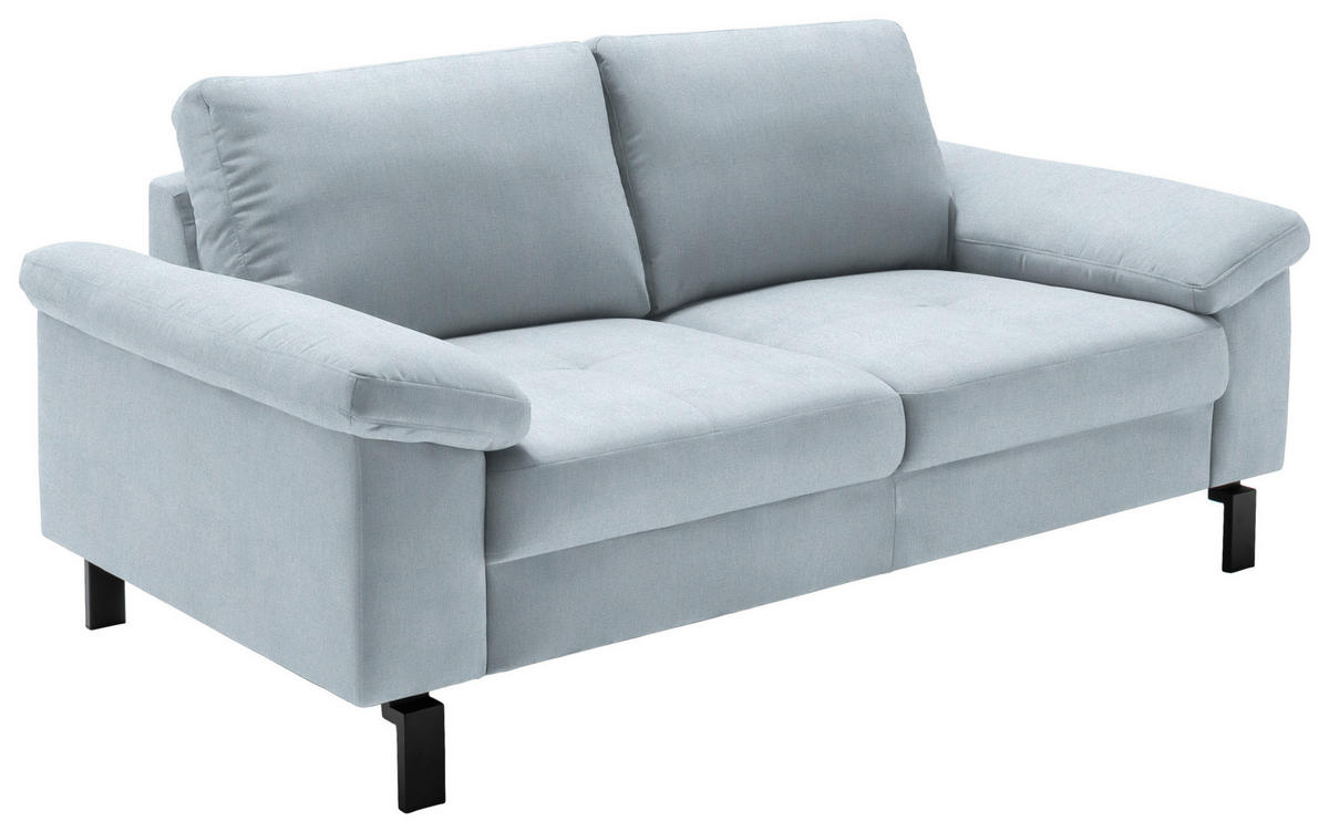 2-SITZER-SOFA in Velours Hellblau  - Schwarz/Hellblau, Design, Textil/Metall (186/86/97cm) - Pure Home Lifestyle