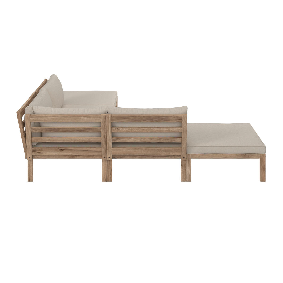 BAŠTENSKA GARNITURA  - boja akacije/krem, Moderno, drvo/tekstil (250/250cm) - Bessagi Garden