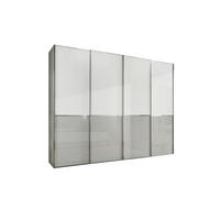 FÜGGESZTETT TOLÓAJTÓS SZEKRÉN szürke, fehér  - krómszínű/fehér, Konventionell, faalapú anyag/Üveg (300/217/67cm) - Novel