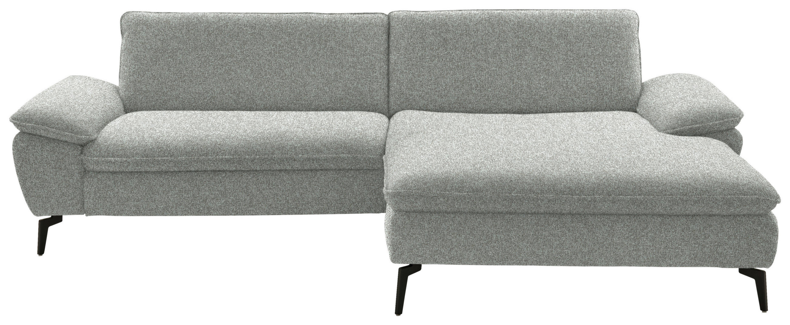 ECKSOFA in Webstoff Hellgrau  - Hellgrau/Schwarz, Design, Textil/Metall (295/197cm) - Valdera