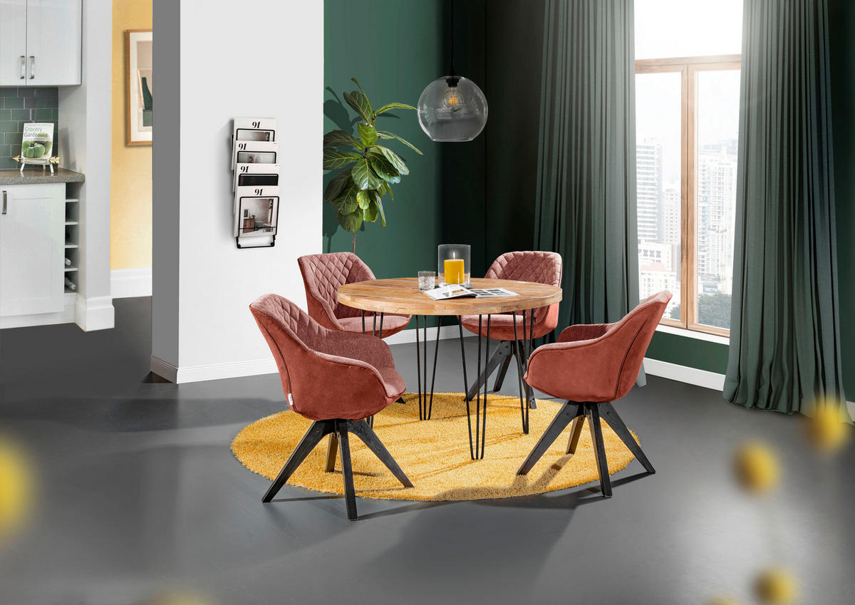 ARMLEHNSTUHL  in  - Schwarz/Orange, Lifestyle, Holz/Textil (60/83/50/65cm) - Landscape