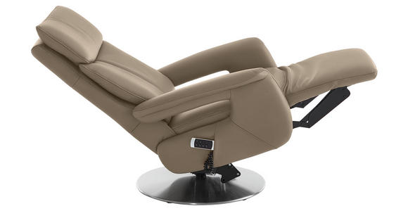 RELAXSESSEL in Leder Greige - Edelstahlfarben/Greige, Design, Leder/Metall (78/112/85cm) - Cantus