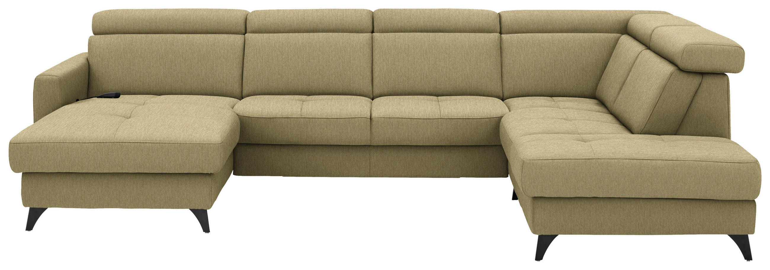 WOHNLANDSCHAFT Flachgewebe Honig  - Schwarz/Honig, Konventionell, Textil/Metall (174/333/215cm) - Beldomo System