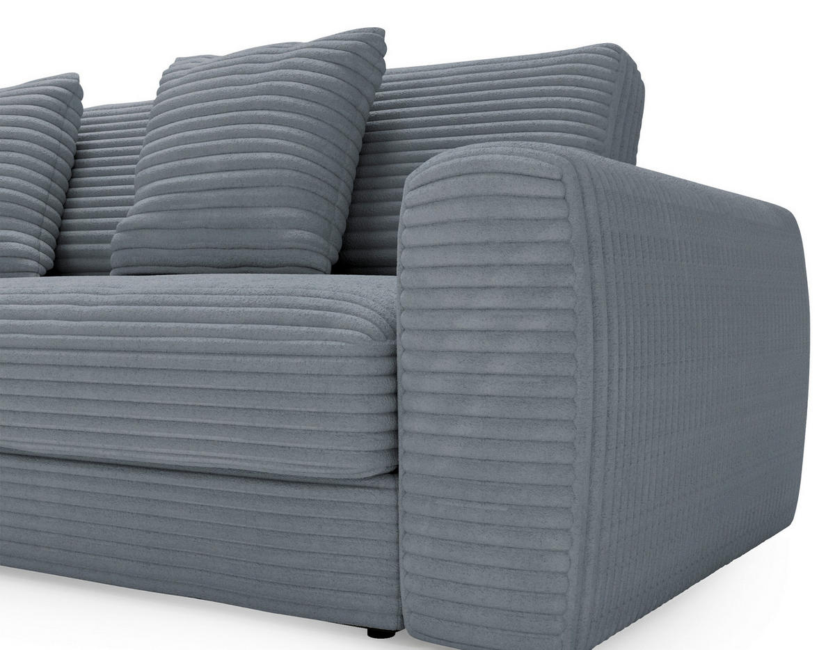 ECKSOFA in Cord Grau  - Schwarz/Grau, Modern, Kunststoff/Textil (182/302cm) - Carryhome
