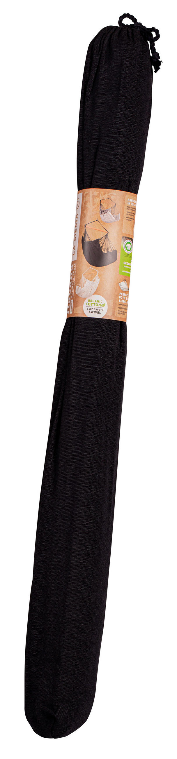 HÄNGESESSEL comfort org.cotton  - Schwarz, KONVENTIONELL, Holz/Textil (110cm) - La Siesta