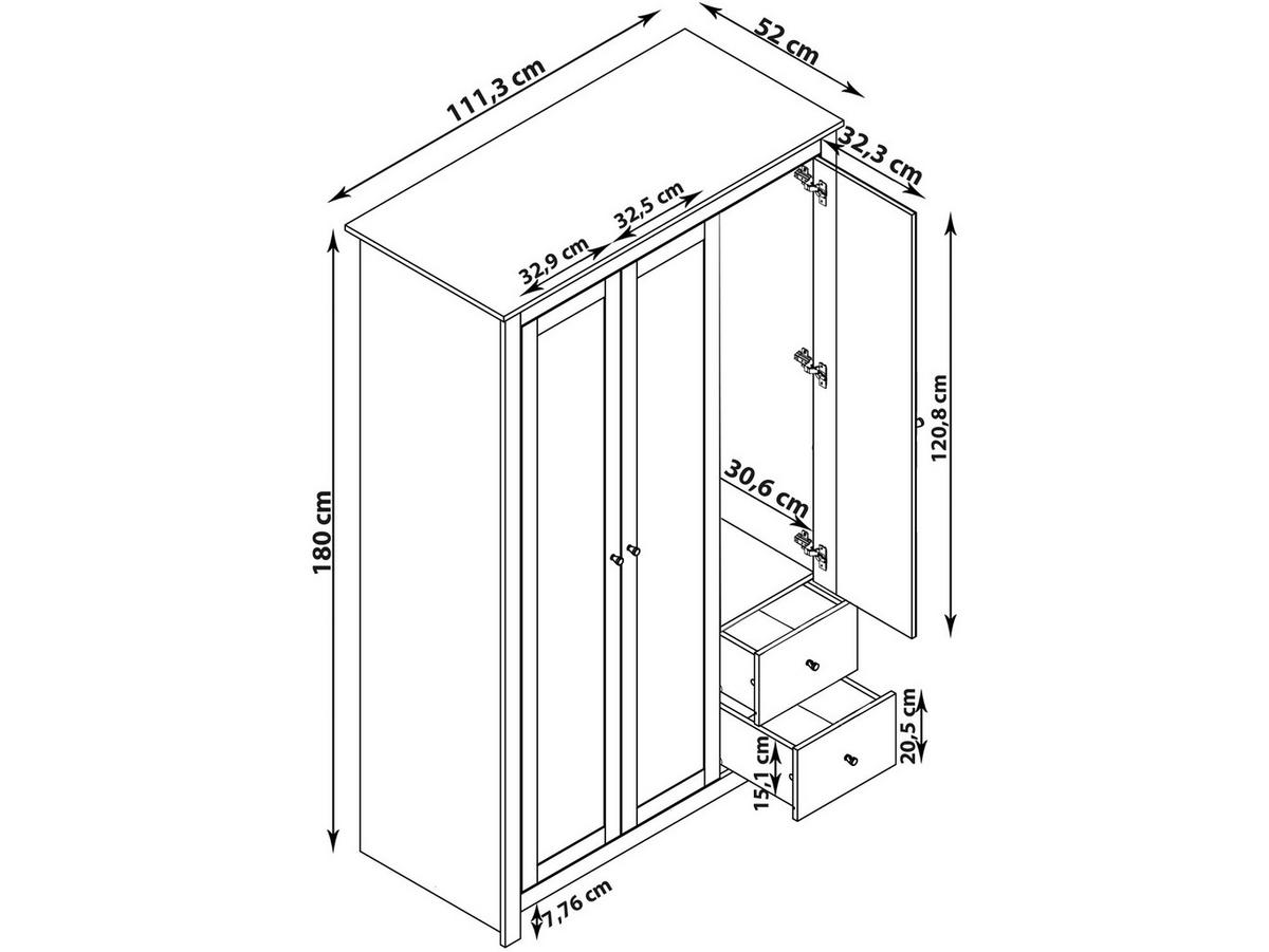 GARDEROBENSCHRANK Emerald  in 112/180/52 cm  - Eichefarben/Grau, Design, Holzwerkstoff/Metall (112/180/52cm) - MID.YOU