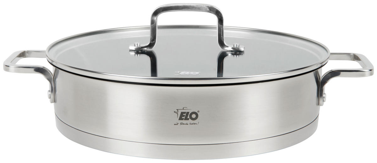 SERVÍROVACÍ PÁNEV  nepřilnavý povrch ILAG®  28 cm  - barvy stříbra/průhledné, Basics, kov/sklo (28cm) - ELO