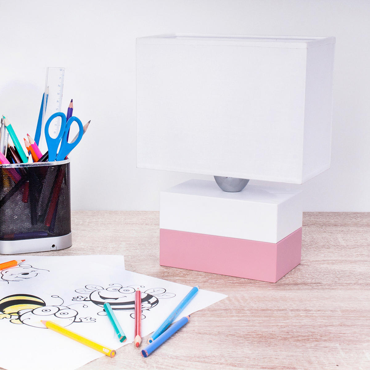 TISCHLEUCHTE Colorato 20/10,5/27 cm  - Naturfarben/Rosa, Basics, Holz (20/10,5/27cm)