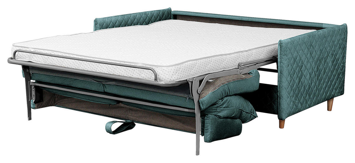 SCHLAFSOFA in Samt Graublau  - Graublau/Naturfarben, Design, Holz/Textil (175/95/103cm) - Livetastic
