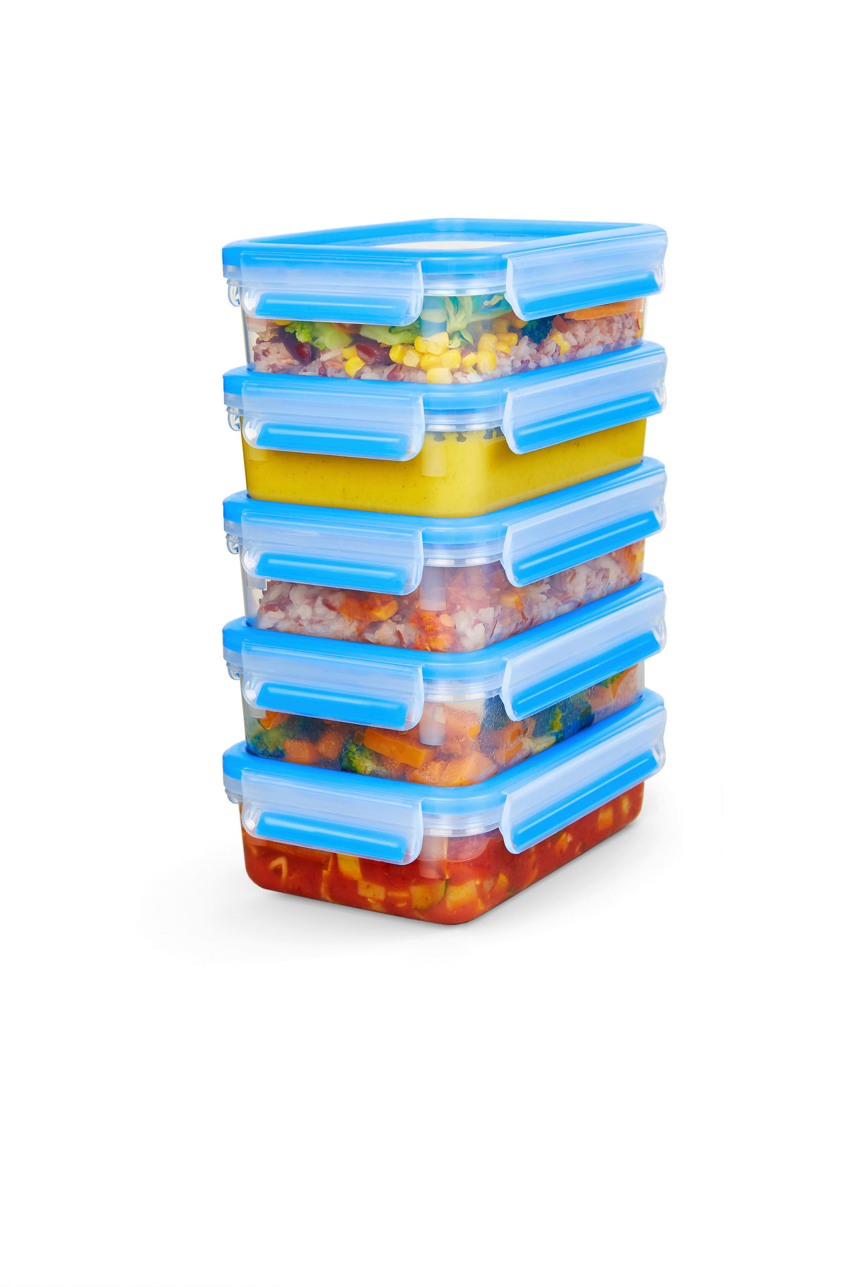 FRISCHHALTEDOSENSET CLIP & CLOSE 5-teilig  - Klar/Hellblau, Basics, Kunststoff (5x0,8l) - Emsa