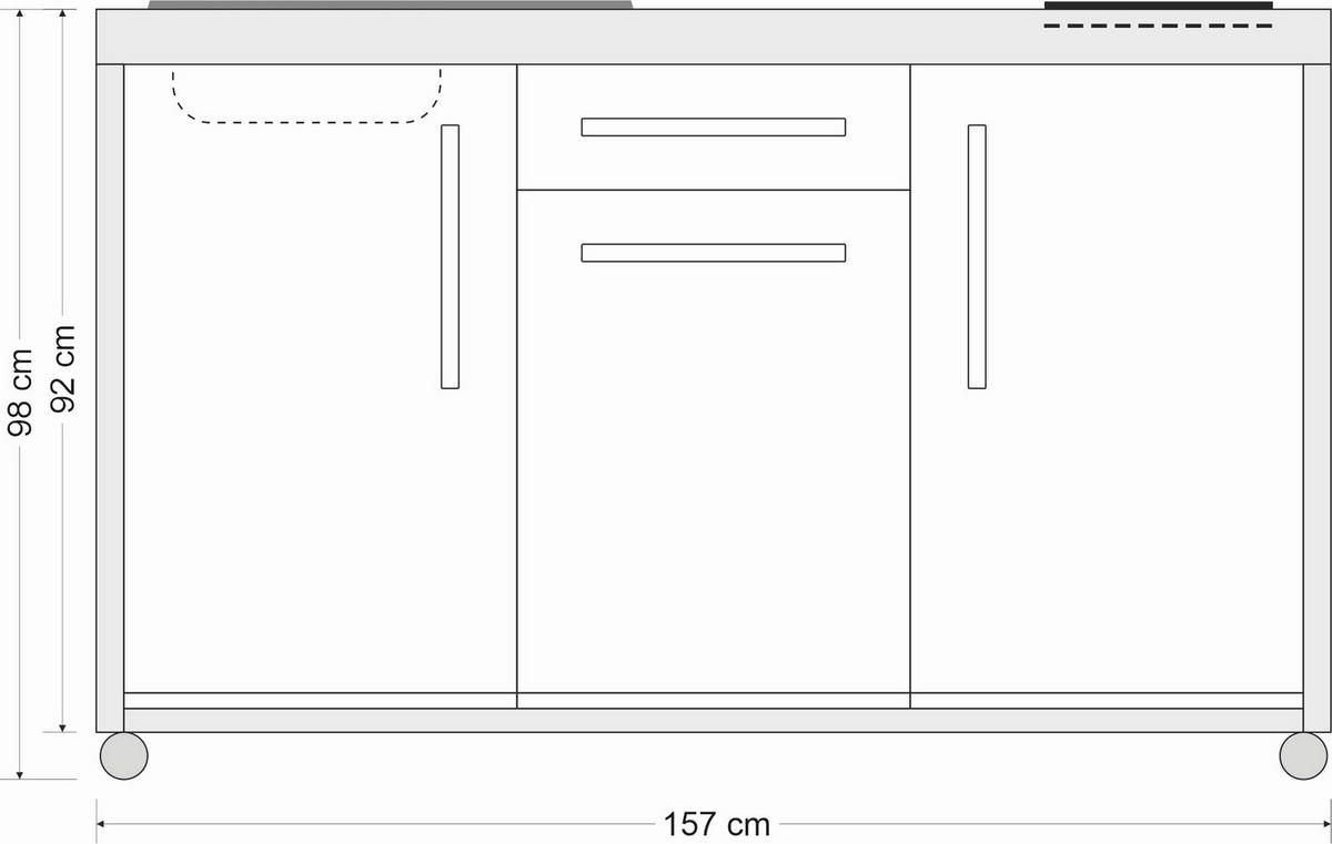 OUTDOORKÜCHE - Edelstahlfarben/Braun, Basics, Metall (157/98/62cm)