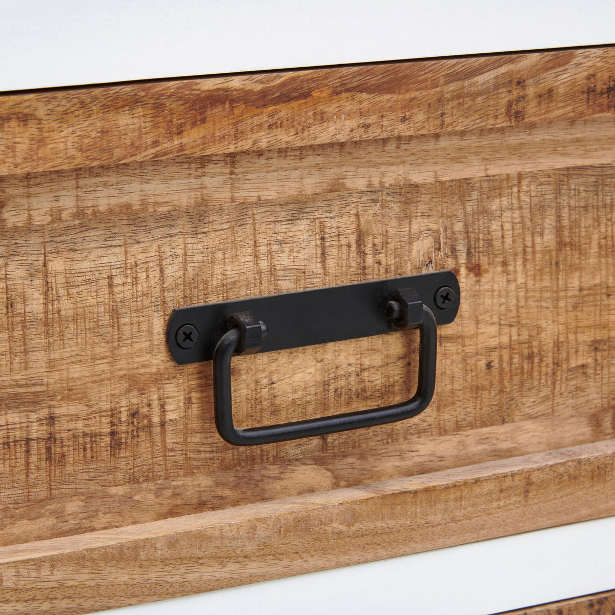 VITRINE  in massiv Mangoholz Weiß, Schwarz, Naturfarben - Schwarz/Naturfarben, LIFESTYLE, Holz/Holzwerkstoff (100/180/45cm) - MID.YOU