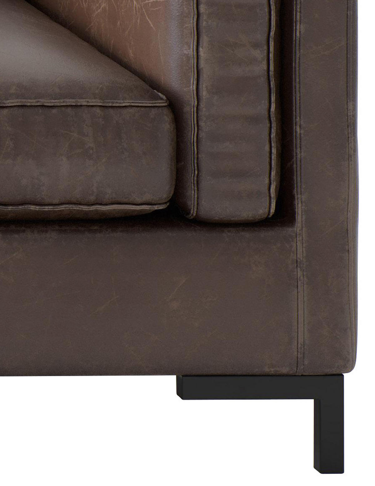 ECKSOFA Packo Kastanienfarben Lederlook, Flachgewebe  - Kastanienfarben/Schwarz, Design, Textil/Metall (160/265cm) - Livetastic