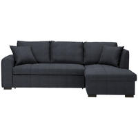 ECKSOFA inkl.Funktionen Dunkelgrau Webstoff  - Dunkelgrau/Schwarz, Design, Kunststoff/Textil (238/158cm) - Xora