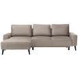 ECKSOFA in Velours Sandfarben  - Sandfarben/Schwarz, KONVENTIONELL, Holz/Textil (161/260cm) - Carryhome