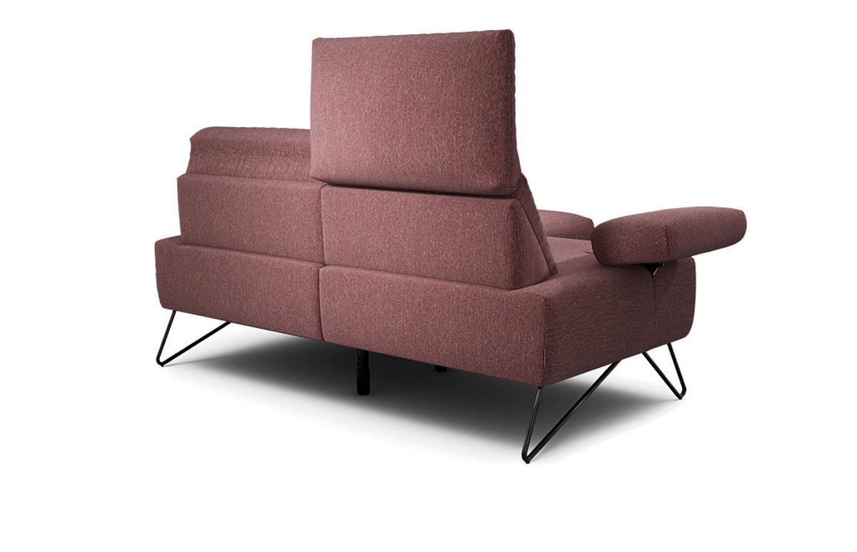 2-SITZER-SOFA Chenille Rot  - Rot/Schwarz, Design, Textil/Metall (164-194/85/86-94cm) - SENSOO