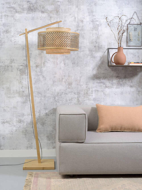 GOLVLAMPA GOOD&MOJO     - svart/naturfärgad, Trend, trä (176/50/73cm) - Good & Mojo