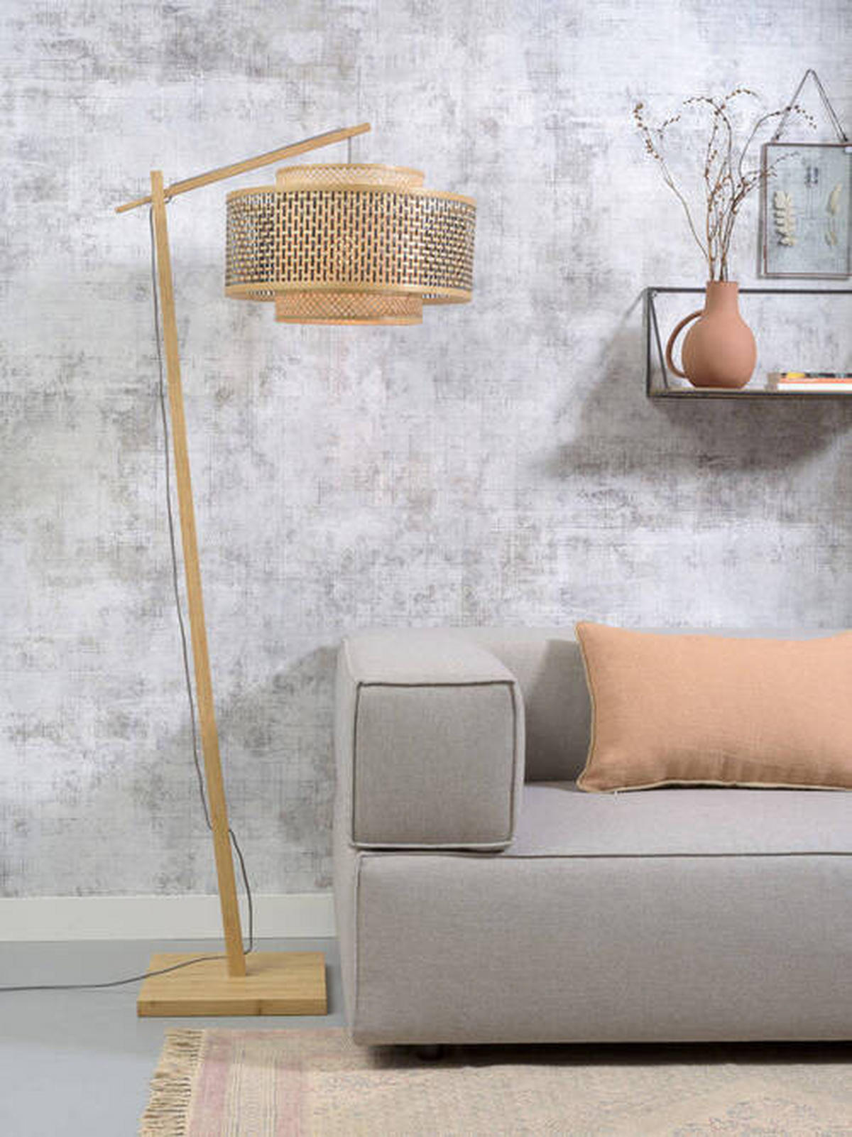 STEHLEUCHTE    - Schwarz/Naturfarben, Trend, Holz (176/50/73cm) - Good & Mojo