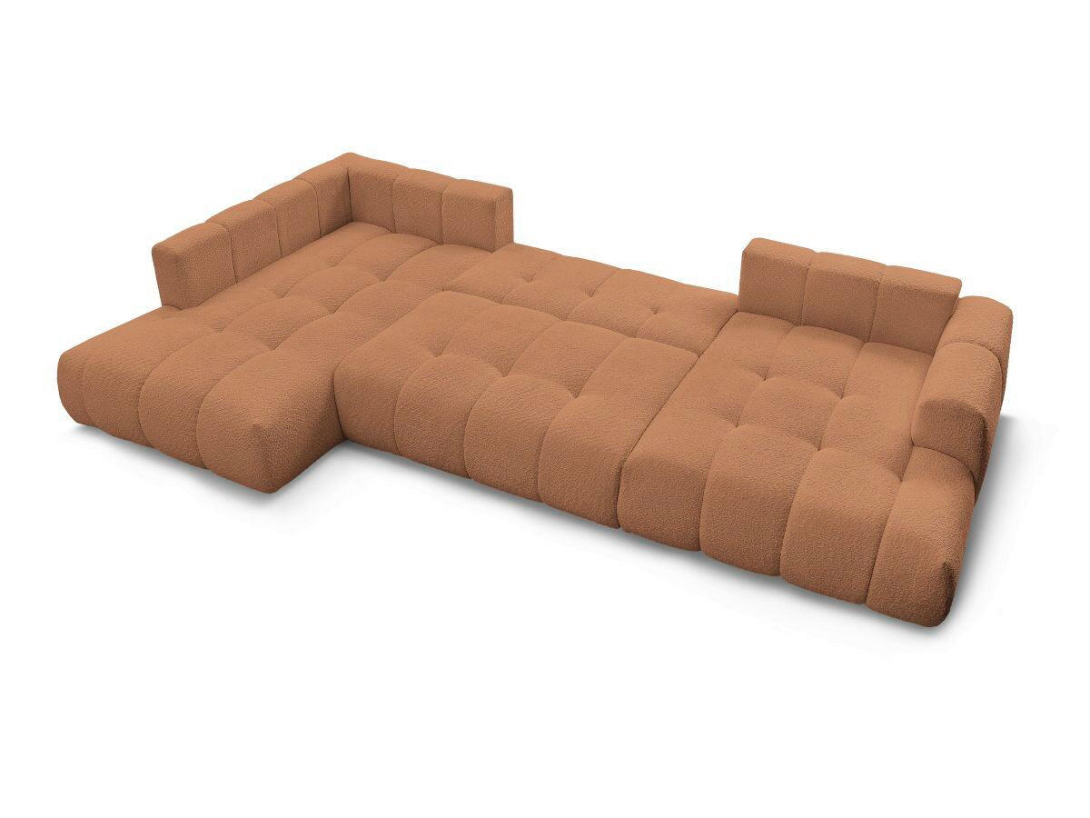 WOHNLANDSCHAFT  FUJI  Orange Bouclé  - Schwarz/Orange, MODERN, Kunststoff/Textil (204/377/160cm)