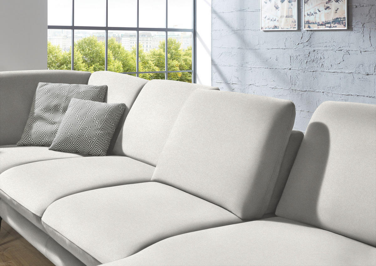 WOHNLANDSCHAFT in Webstoff Creme, Naturfarben  - Creme/Schwarz, Design, Textil/Metall (208/344/180cm) - Dieter Knoll