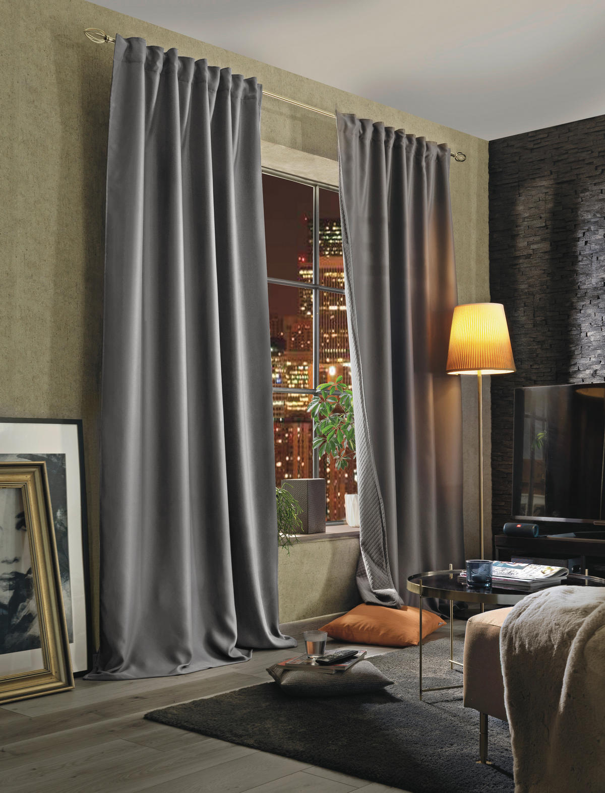 LÄRMSCHUTZVORHANG ACUSTICO Verdunkelung 135/245 cm   - Grau, KONVENTIONELL, Textil (135/245cm)