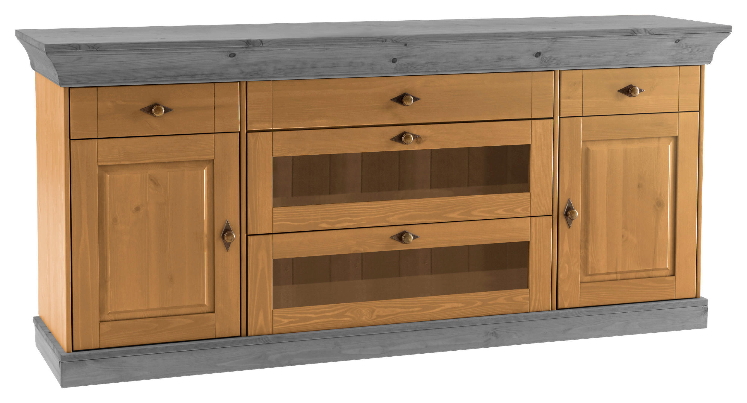 SIDEBOARD  in 185/85/45 cm  - Laugenfarbig/Grau, ROMANTIK / LANDHAUS, Glas/Holz (185/85/45cm) - Boxxx