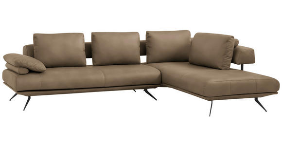 ECKSOFA in Echtleder Braun  - Schwarz/Braun, Design, Leder/Metall (305/231cm) - Dieter Knoll