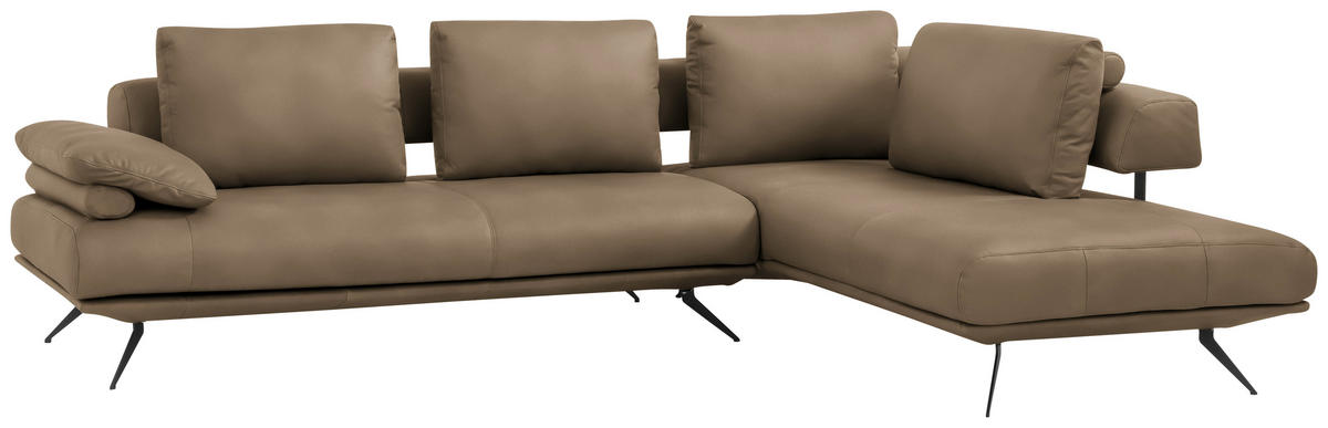 ECKSOFA in Echtleder Braun  - Schwarz/Braun, Design, Leder/Metall (305/231cm) - Dieter Knoll