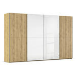 SCHWEBETÜRENSCHRANK 360/223/68 cm 4-türig Weiß, Eichefarben, Chromfarben  - Chromfarben/Eichefarben, Design, Glas/Holz (360/223/68cm) - Novel