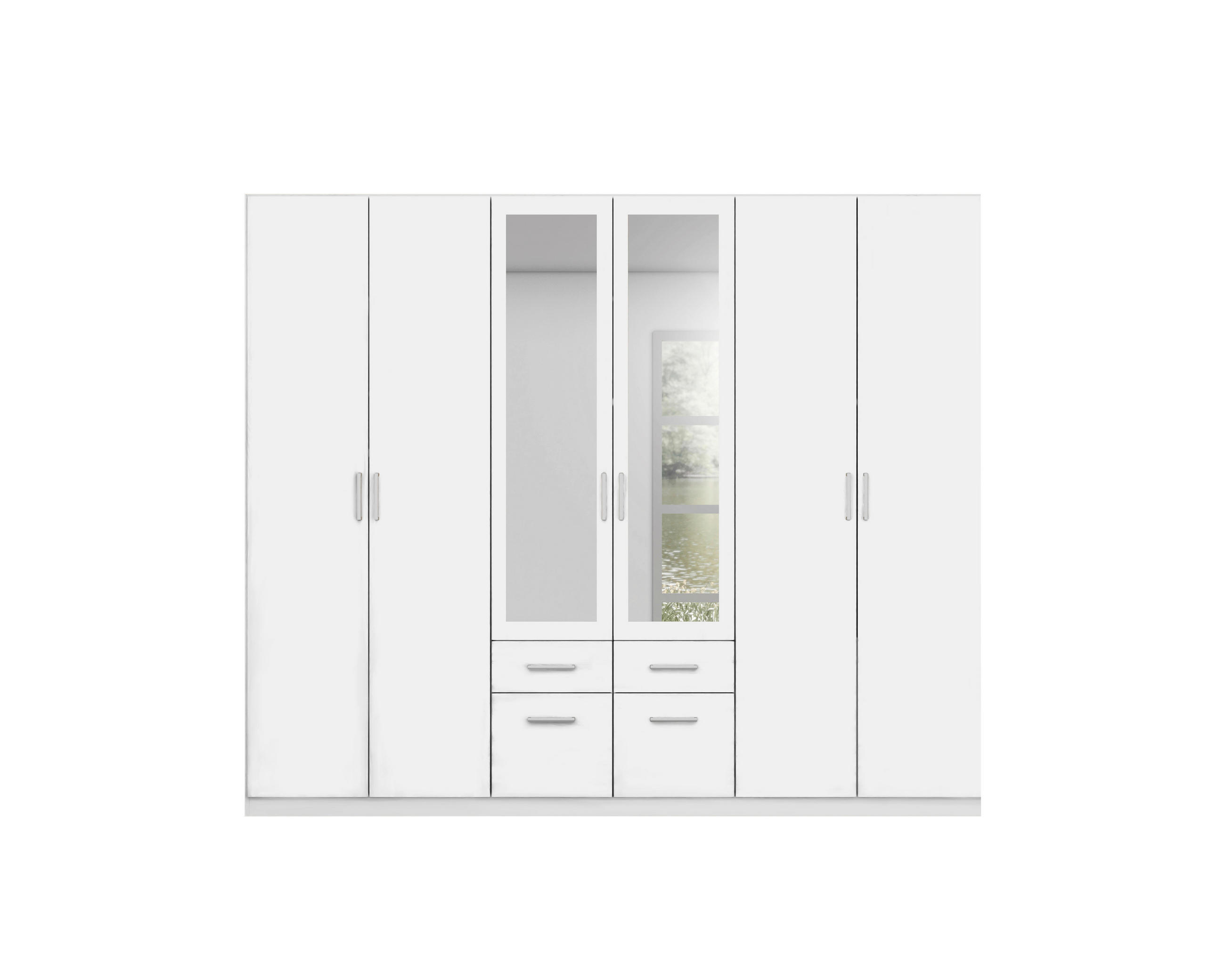 DREHTÜRENSCHRANK 271/229/54 cm 6-türig Weiß  - Alufarben/Weiß, MODERN, Holzwerkstoff/Kunststoff (271/229/54cm) - Rauch Möbel