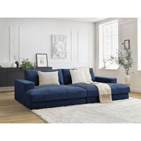 BIGSOFA LEONARD Struktur Dunkelblau  - Schwarz/Dunkelblau, MODERN, Kunststoff/Textil (274/77/159cm)