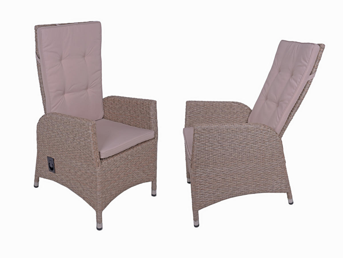 GARTENSTUHL-SET Aluminium Creme, Grau  - Creme/Braun, Basics, Kunststoff/Textil (68/109/60cm) - Gardenson