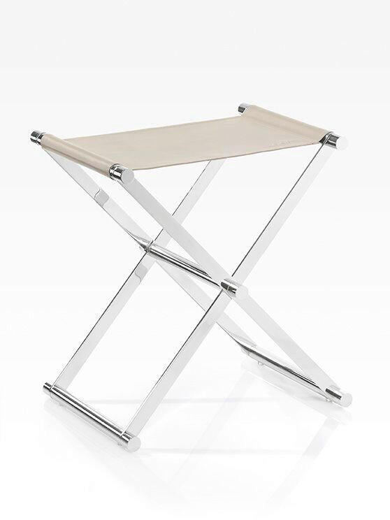 KLAPPHOCKER in Metall, Textil Chromfarben, Beige  - Chromfarben/Beige, Design, Textil/Metall (34,5/45/45cm) - Joop!